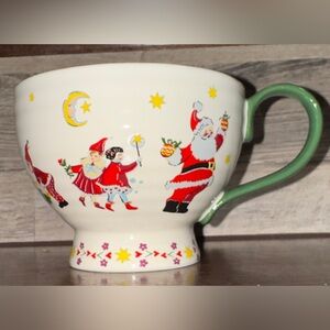 CUTE 🥰 VINTAGE SANTA 🎅 ELVES 🧝‍♀️ RED CREAM GREEN MUG BY CATH KIDSTON